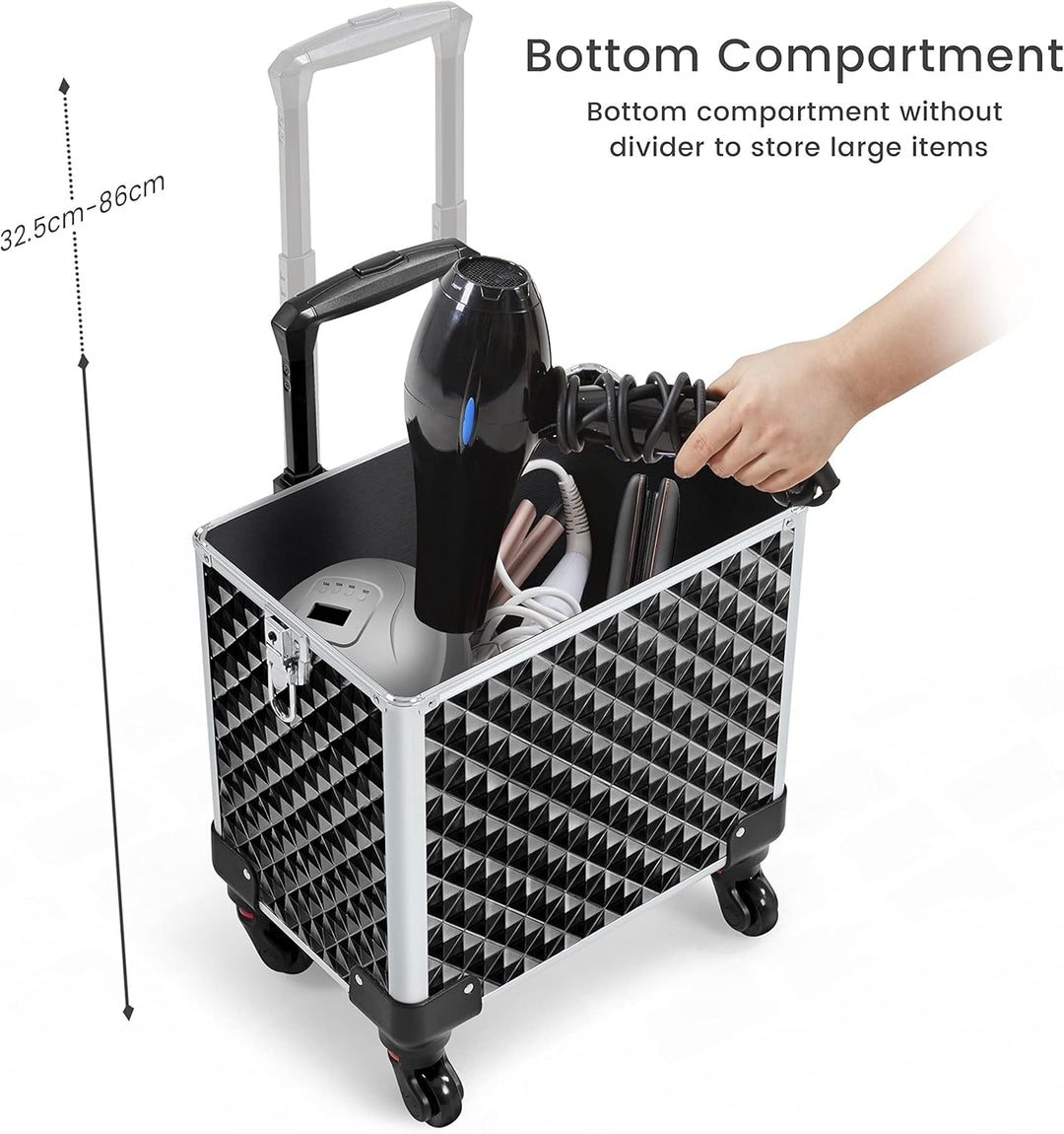Yaheetech 3-in-1 Kosmetikkoffer, Abschliessbarer Schminkkoffer, Make-up Koffer für Reisen, Grosser T