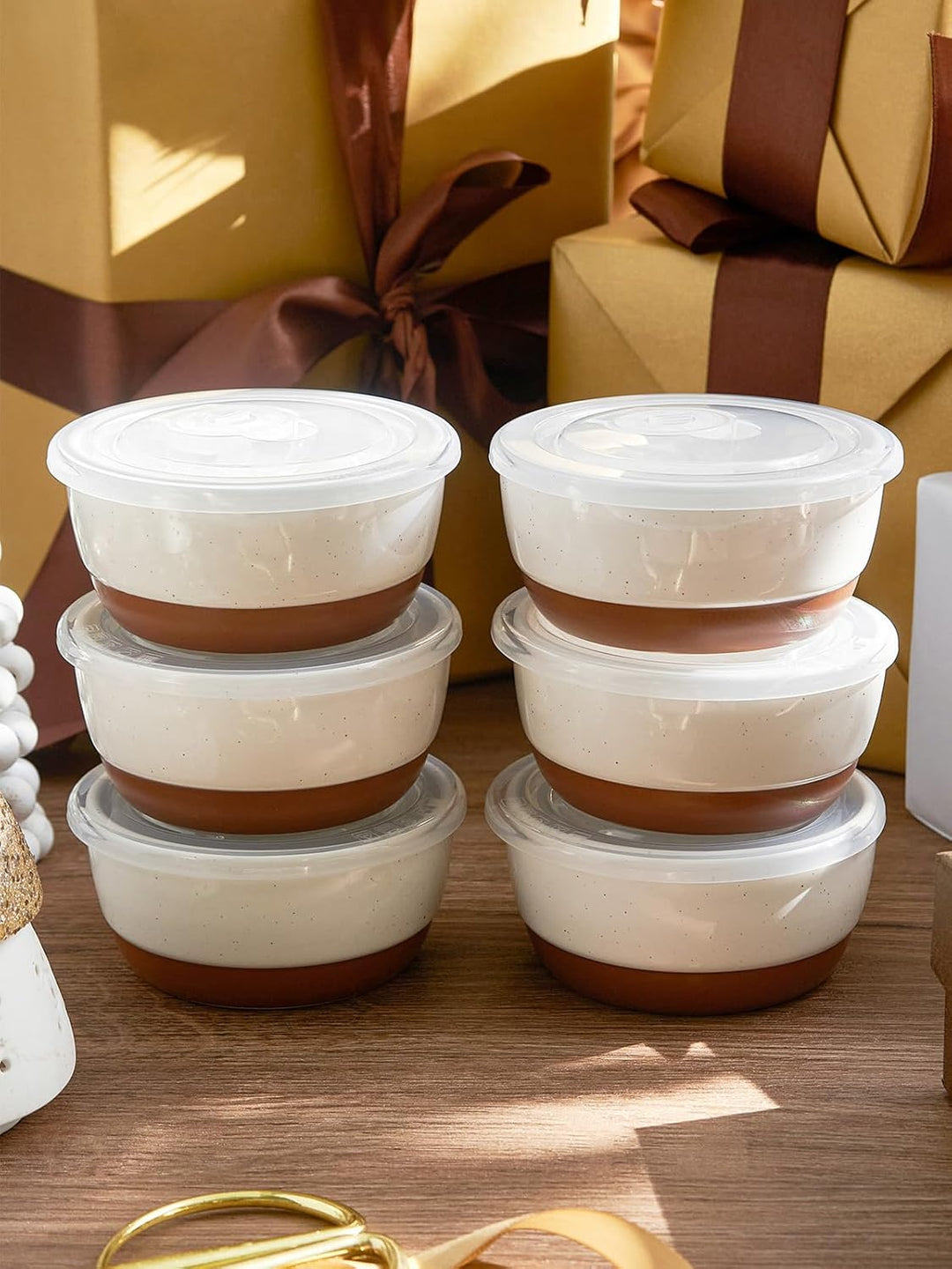 DOWAN Förmchen Creme Brulee mit Deckeln, 6 X 180ml Antihaft-Souffléförmchen Porzellan, Creme Brulee