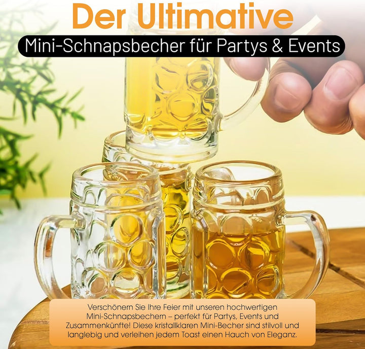 Carlso 24x Mini Bierkrug, Massglass, Seidel, Oktoberfest, Bayern Schnapsglas 4cl (12x rw/12x bw) 12