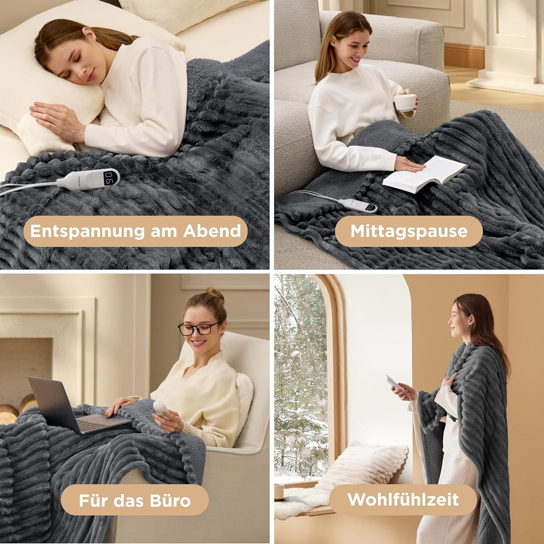 BEDSURE Heizdecke Wärmedecke Elektrische Kuscheldecke - mit Abschaltautomatik, 6 Heizstufen & 10 Stu