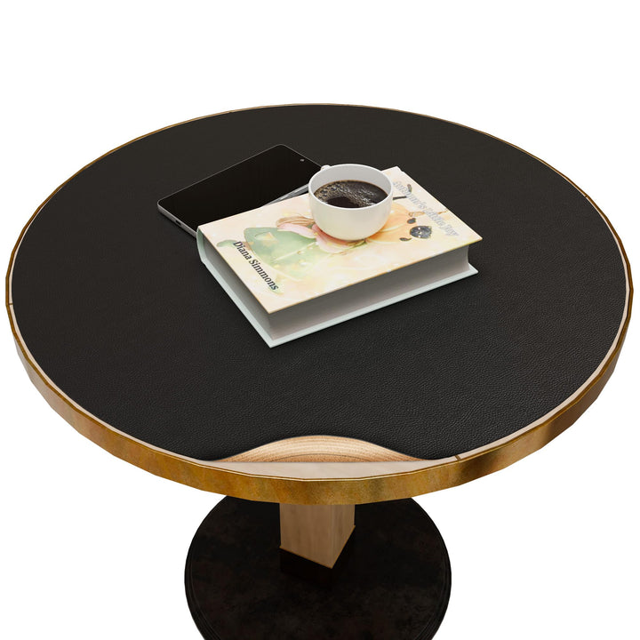 MAIDERN 45cm Runde Leder-Tischdecke mit integrierter Schnittlinie – Perfekt anpassbar für runde Tisc