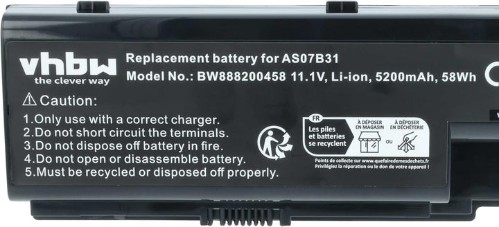 vhbw Akku kompatibel mit Acer Aspire 7730Z, 7735, 7735G, 7735Z, 7735ZG, 7736G, 7736Z Notebook (5200m