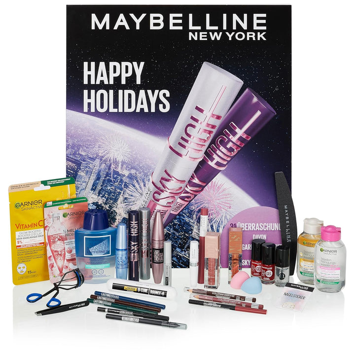 Maybelline New York Adventskalender 2025, Mit 31 Türchen für den gesamten Dezember, 26 Originalprodu