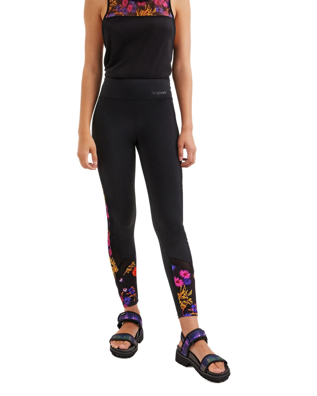 Desigual Damen Football Leggings XS Schwarz, XS Schwarz