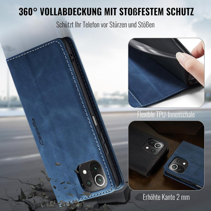 Handyhülle für Xiaomi Mi 11 Lite 4G / 5G / 5G NE Hülle, Premium Klapphülle Leder Schutzhülle Klappba