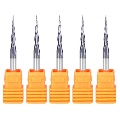 SpeTool 5 Stück Schaftfräser Eingestellt R0,25, 3,175mm (1/8") Schaft 2 Flöten Kugelkopffräser Konis