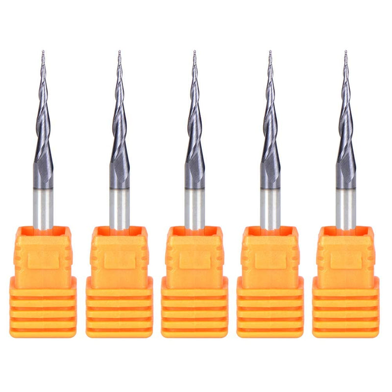 SpeTool 5 Stück Schaftfräser Eingestellt R0,25, 3,175mm (1/8") Schaft 2 Flöten Kugelkopffräser Konis