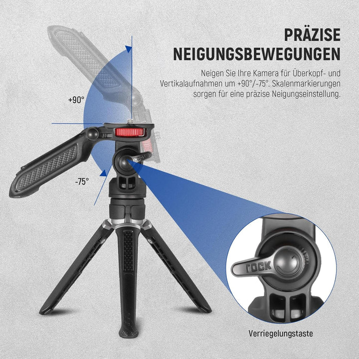 NEEWER Mini Stativ für Kamera & Handy mit Griff/Handyhalter/Action Kamera Adapter/360°Schwenk&Neigew