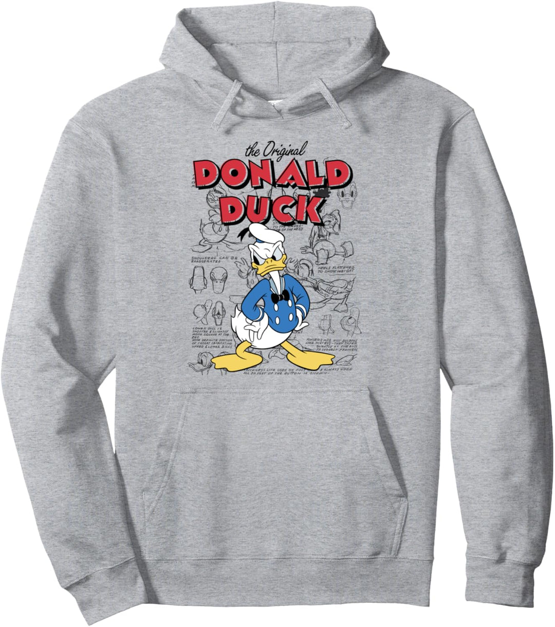 Disney Donald Duck Original Donald How To Draw Background Pullover Hoodie