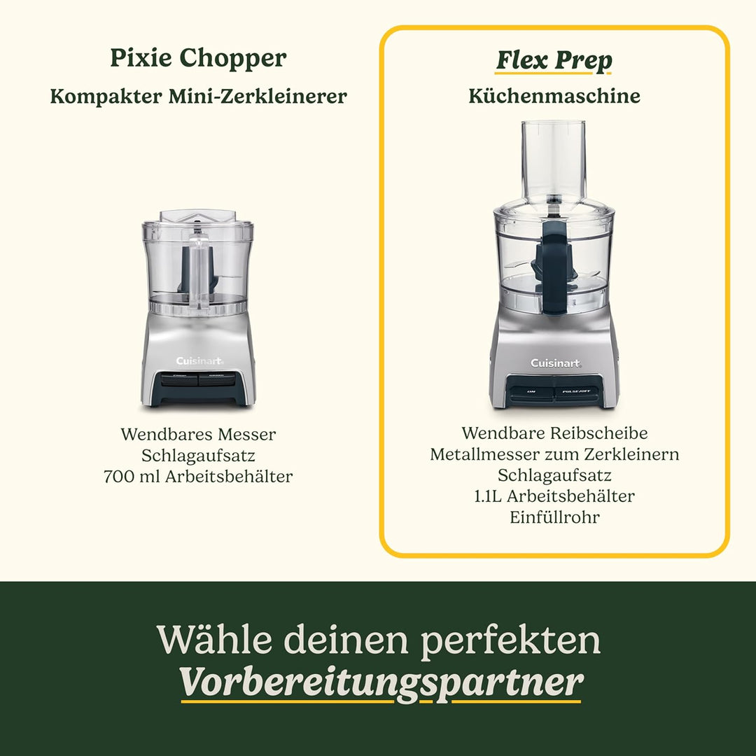 Cuisinart FlexPrep® 1,1L Küchenmaschine | All-in-One: Hacken, Raspeln, Pürieren, Schlagen | Edelstah