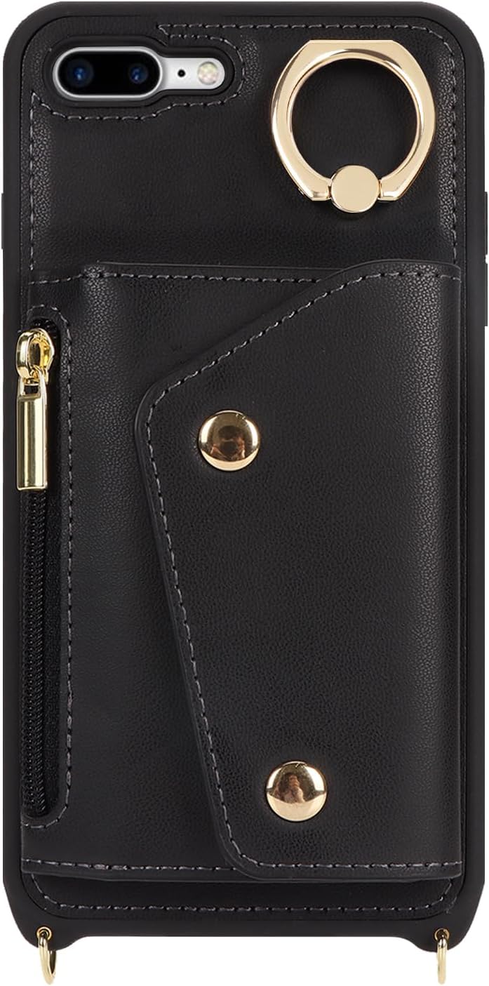 Lipvina Hülle für iPhone 7 Plus/8 Plus Hülle mit Band Kartenhalter handyhülle Hülle für iPhone 7 Plu