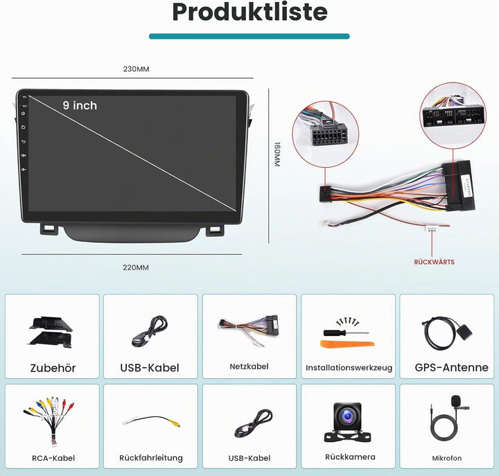 Hikity 2+64G Autoradio Navi Für Hyundai i30 2011-2015 mit Wireless Carplay Android Auto Mirror Link,