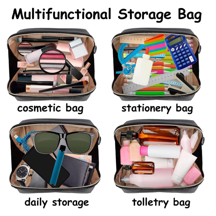 1PCS Make Up Tasche, Reise Kosmetiktasche mit grossem Fassungsvermögen, tragbare wasserdichte Leder