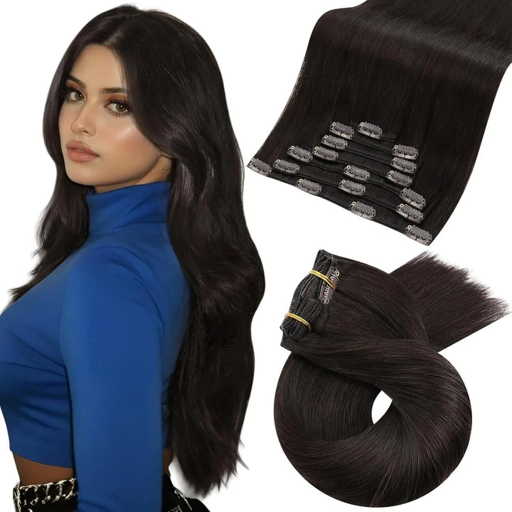 Moresoo Echthaar Extensions Clip in Extensions Echthaar Remy Clip Extensions Echthaar Braun Extensio