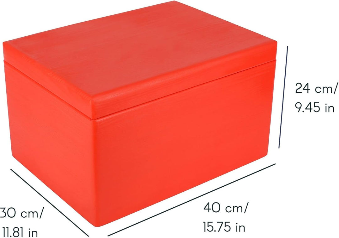 Creative Deco XXL Rot Grosse Holzkiste mit Deckel | 40x30x24 cm (+/-1cm) | Holztruhe Erinnerungsbox
