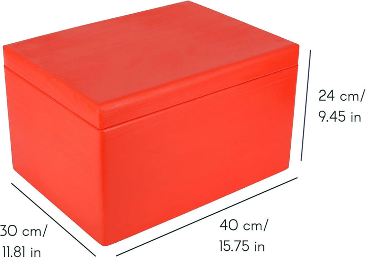 Creative Deco XXL Rot Grosse Holzkiste mit Deckel | 40x30x24 cm (+/-1cm) | Holztruhe Erinnerungsbox