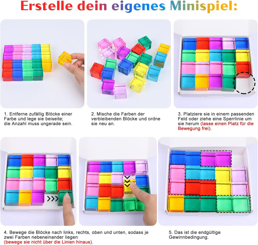 Niuny Lichtbausteine Kinder 20stk Acryl Bausteine Kinder Stapelspielzeug Sensorik Bausteine Acrylbau