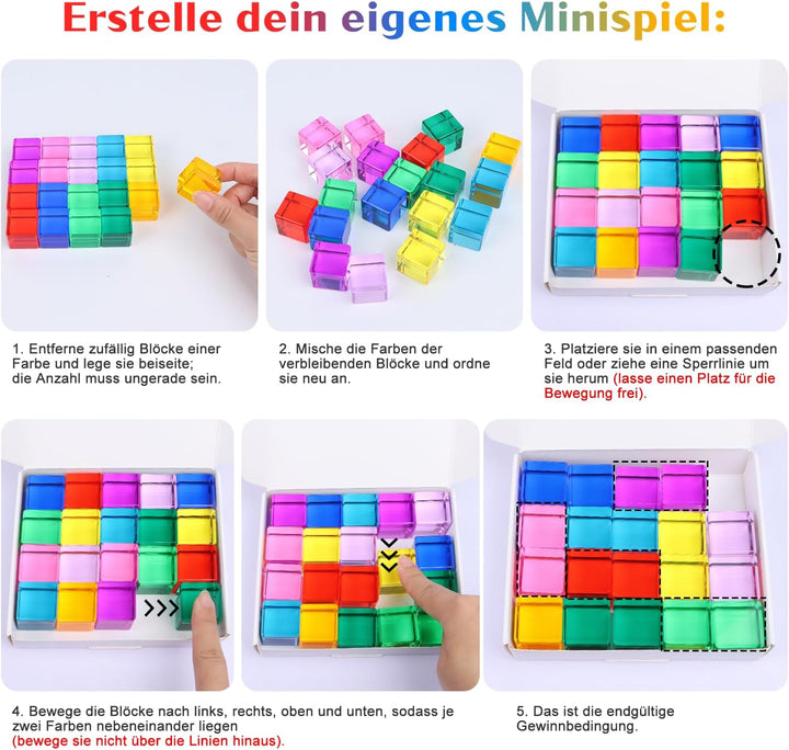 Niuny Lichtbausteine Kinder 20stk Acryl Bausteine Kinder Stapelspielzeug Sensorik Bausteine Acrylbau