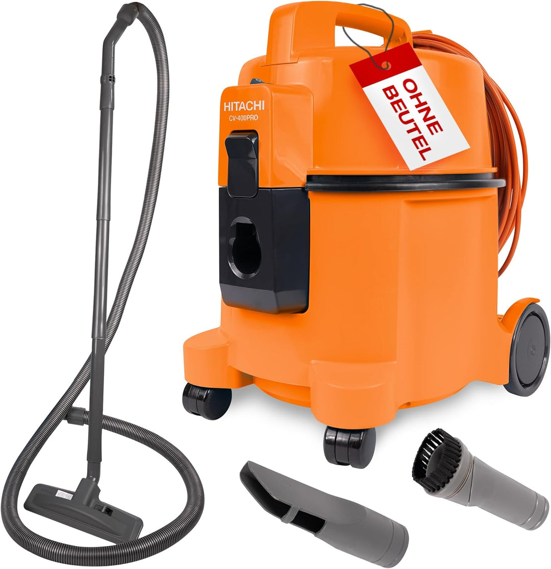 HITACHI Staubsauger CV-400 PRO mit HEPA Filter 7,5L, Beutellos - Profi Bodenstaubsauger 880W, leise