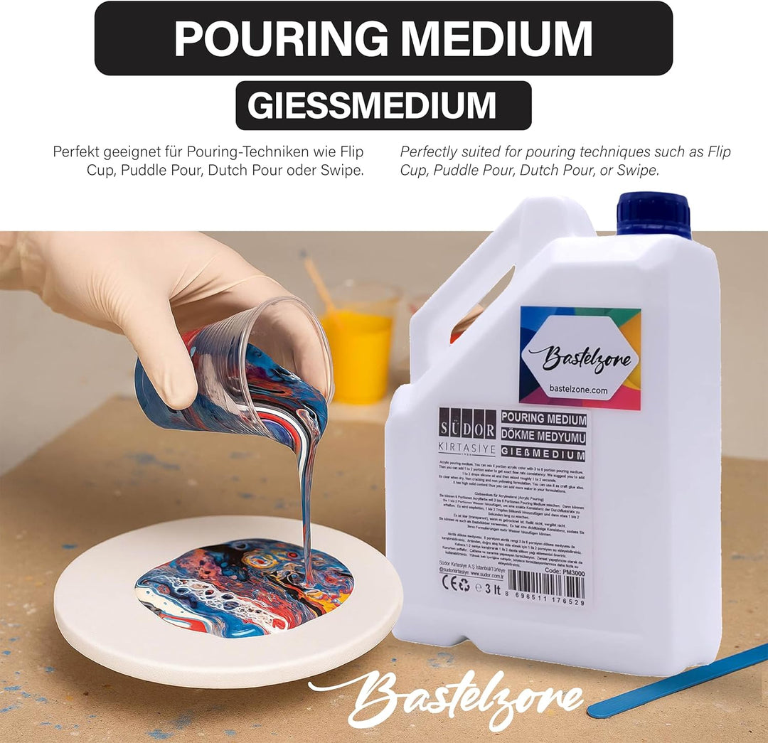 Pouring Medium 3 Liter. Giess Medium für Fliesstechnik und Giessanwendungen. Giessmedium, Giessmediu
