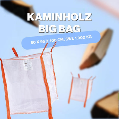 Kaminholz Bag Woodbag Firewoodbag Brennholz luftdurchlässige BigBag Holzsack Holzbag Big Bag 80 x 95