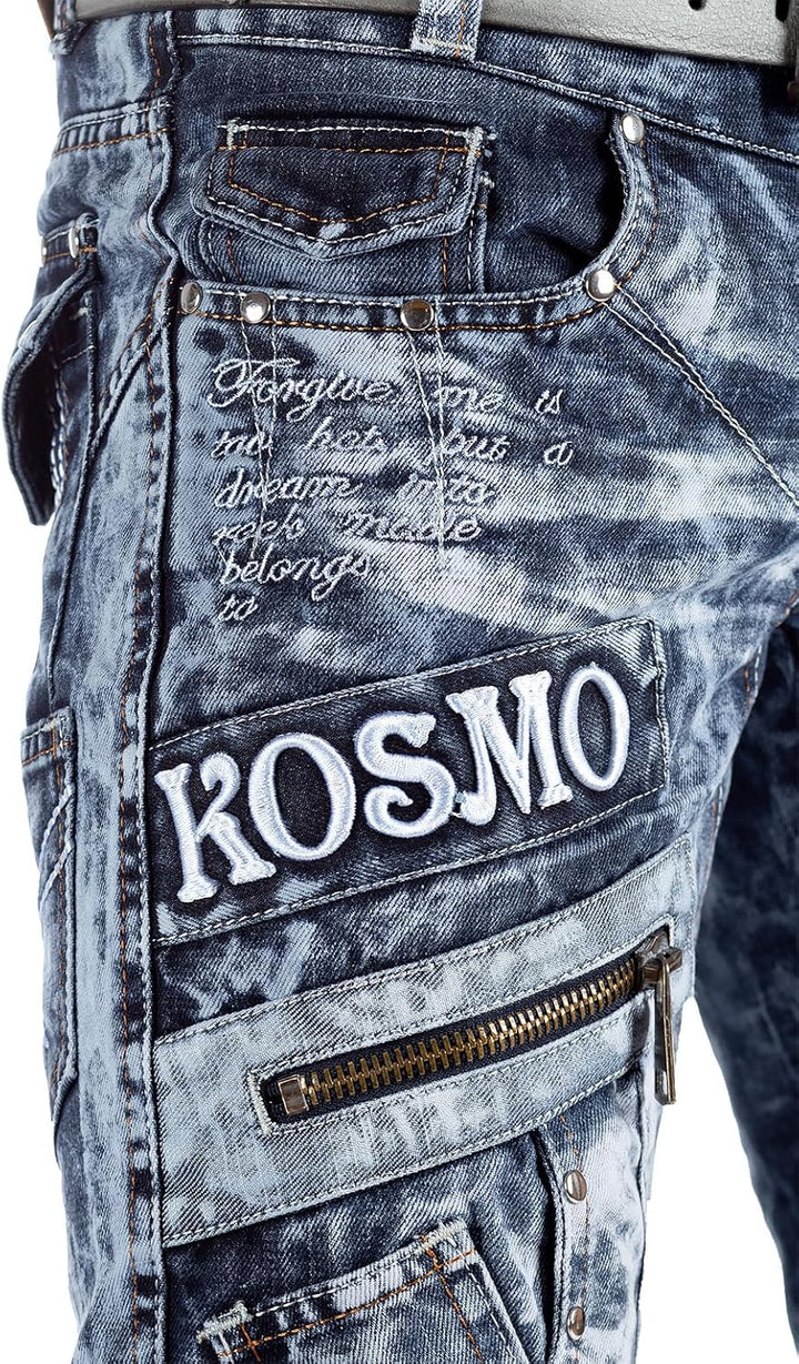 KOSMO LUPO Herren Jeans - Regular-Fit mit Knopfleiste | Optimale Passform, 5-Pocket-Style, Kontrastn