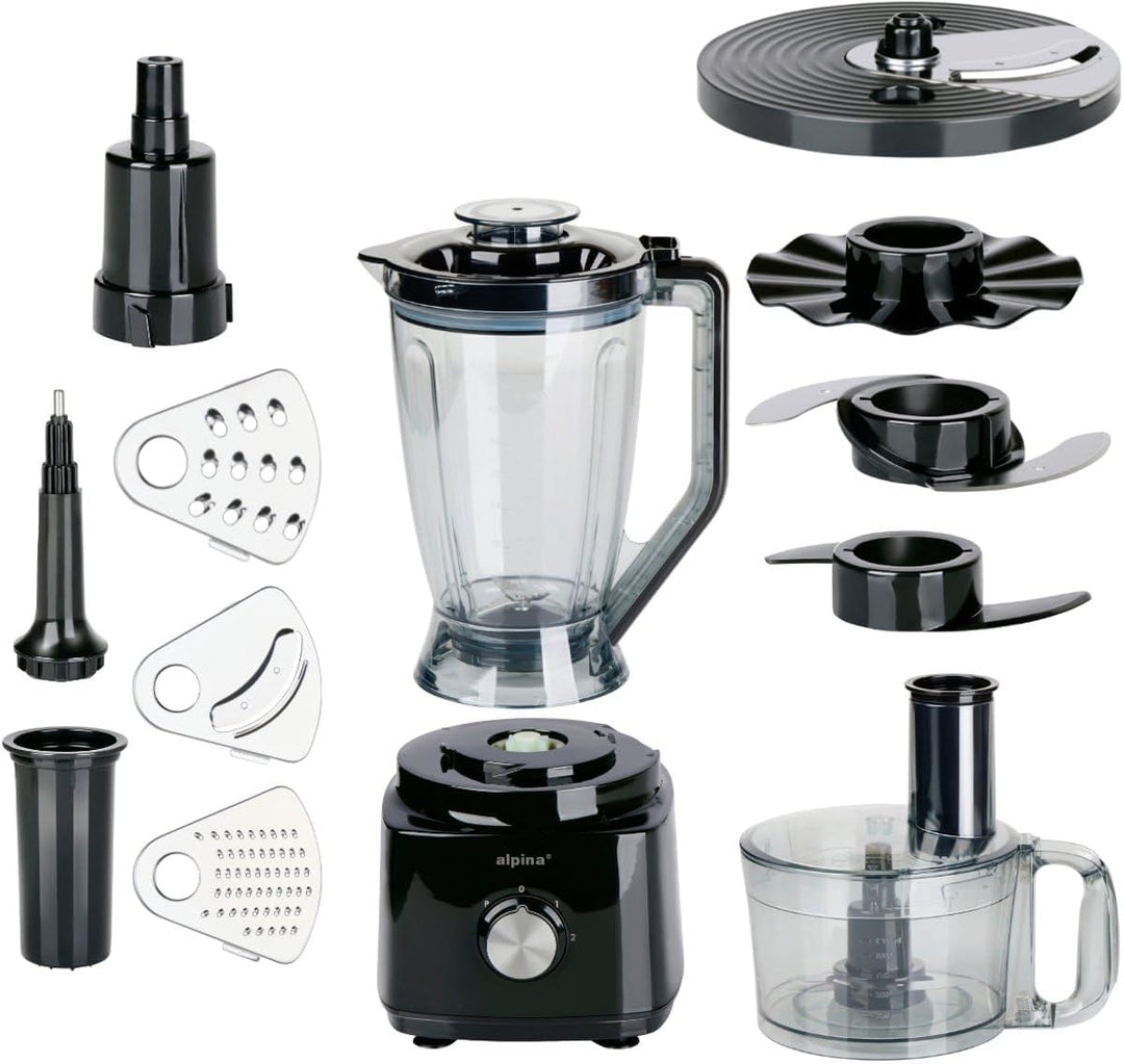 alpina Küchenmaschine FP413GS - Mixer Smoothie Maker 1.8L - Food Processor mit Schneidemesser und Ra