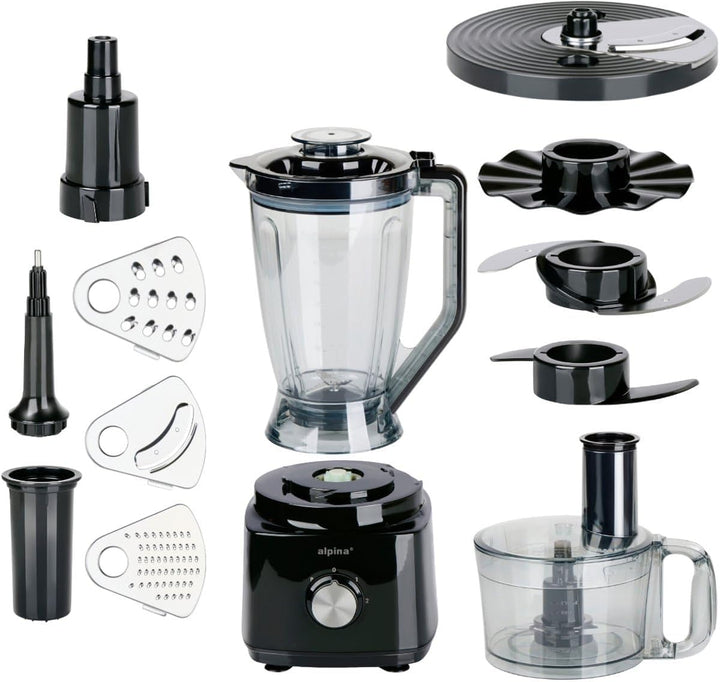 alpina Küchenmaschine FP413GS - Mixer Smoothie Maker 1.8L - Food Processor mit Schneidemesser und Ra