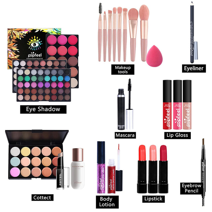 RoseFlower Schminke Set Profi Make Up Set Teenager Mädchen Schminkkoffer Kosmetische Makeup Paletten