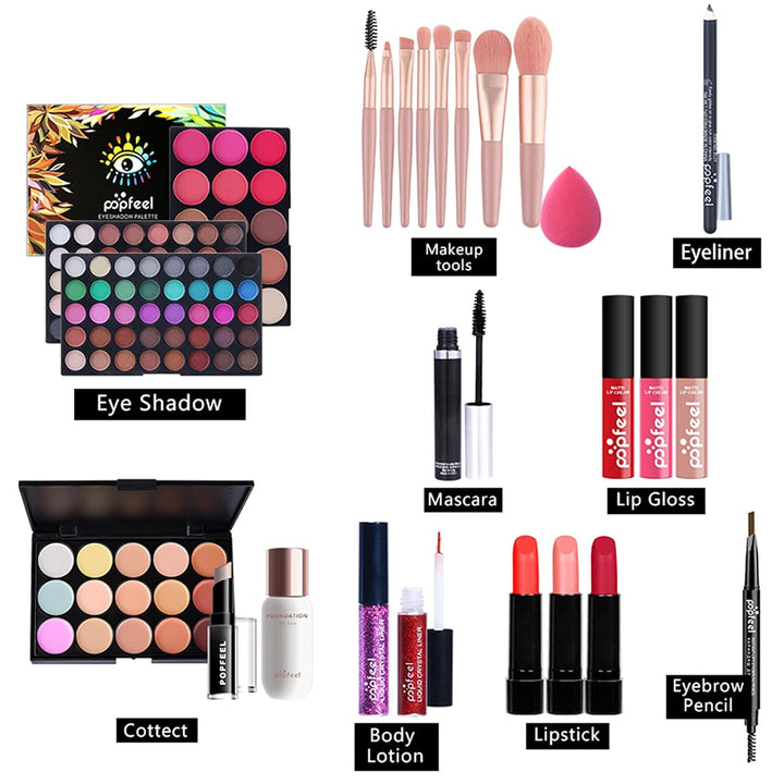 CHSEEO 26 Stück Mehrzweck Make-up-Set All-in-One Make-up-Geschenkset Kosmetik-Palette Starter Kit Li