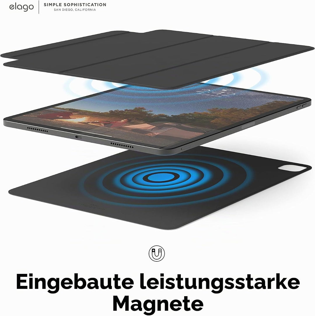 elago Magnetisches Folio Hülle Kompatibel mit iPad Pro 12.9" 6., 5., 4. Gen - Rückwand kann an Metal