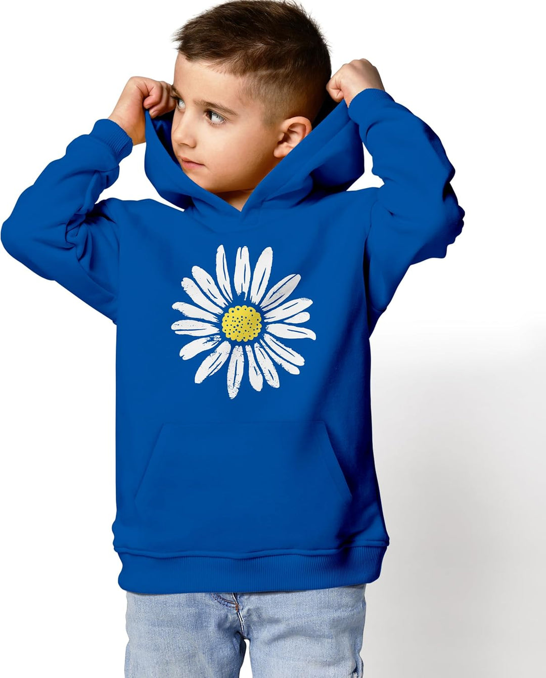 Neverless® Kinder Hoodie Mädchen Blumen Aufdruck Kapuzenpullover Sweatshirt Kapuze Blau 140, Blau 14