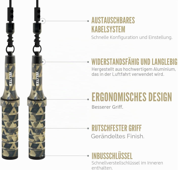 Velites Belastbares Springseil für Crosstraining, Boxen und Fitness Earth 2.0, ideal zur Maximierung
