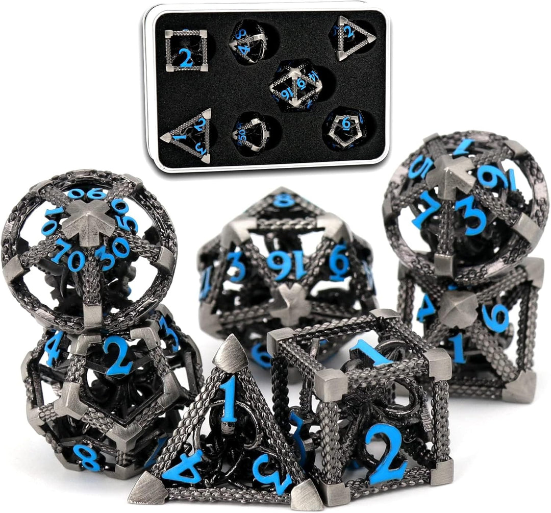 DND Würfelset Rollenspiel, Polyedrische Würfel Set D&amp;D Würfel Set Metall ZHOORQI 7 Stück Der Cthulhu