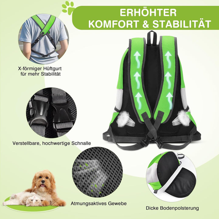 ALLSOPETS Hunderucksack, Tragbarer Haustierträger für Kleine Hunde und Katzen, Fahrrad- und Motorrad