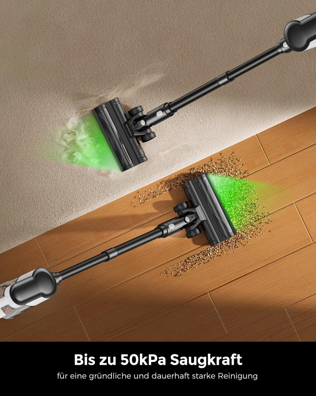 VACTechPro Akku Staubsauger kabellos F02 Lite,550W/50kPa akkustaubsauger mit 8‑stufigem Filtersystem