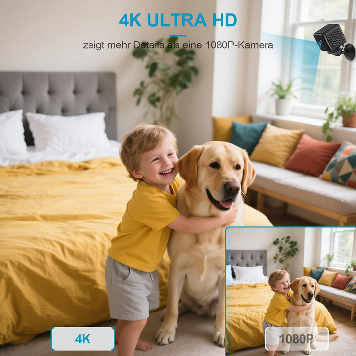 AOBOCAM Mini Kamera, 4K HD WLAN Überwachungskamera Innen Für Live Übertragung Handy APP, WiFi Camera