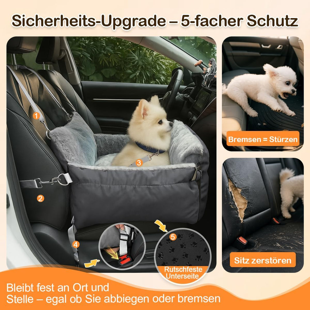 3-in-1 Hundesitz fürs Auto & Reisebett für kleine Hunde – Tragbarer Autositz mit erweiterbarer Liege