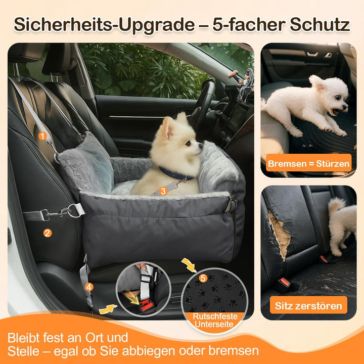 3-in-1 Hundesitz fürs Auto & Reisebett für kleine Hunde – Tragbarer Autositz mit erweiterbarer Liege