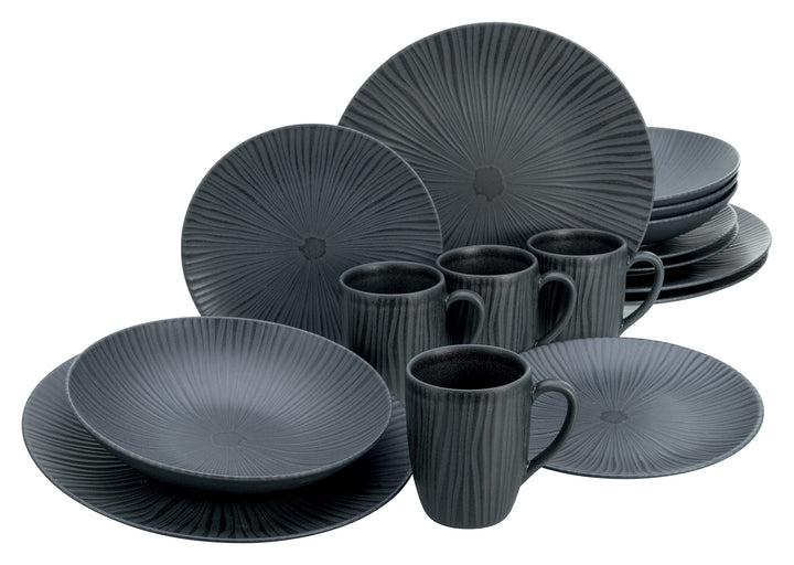 CreaTable, 20537, Serie VESUVIO Black, Geschirrset, Kombiservice 16 teilig