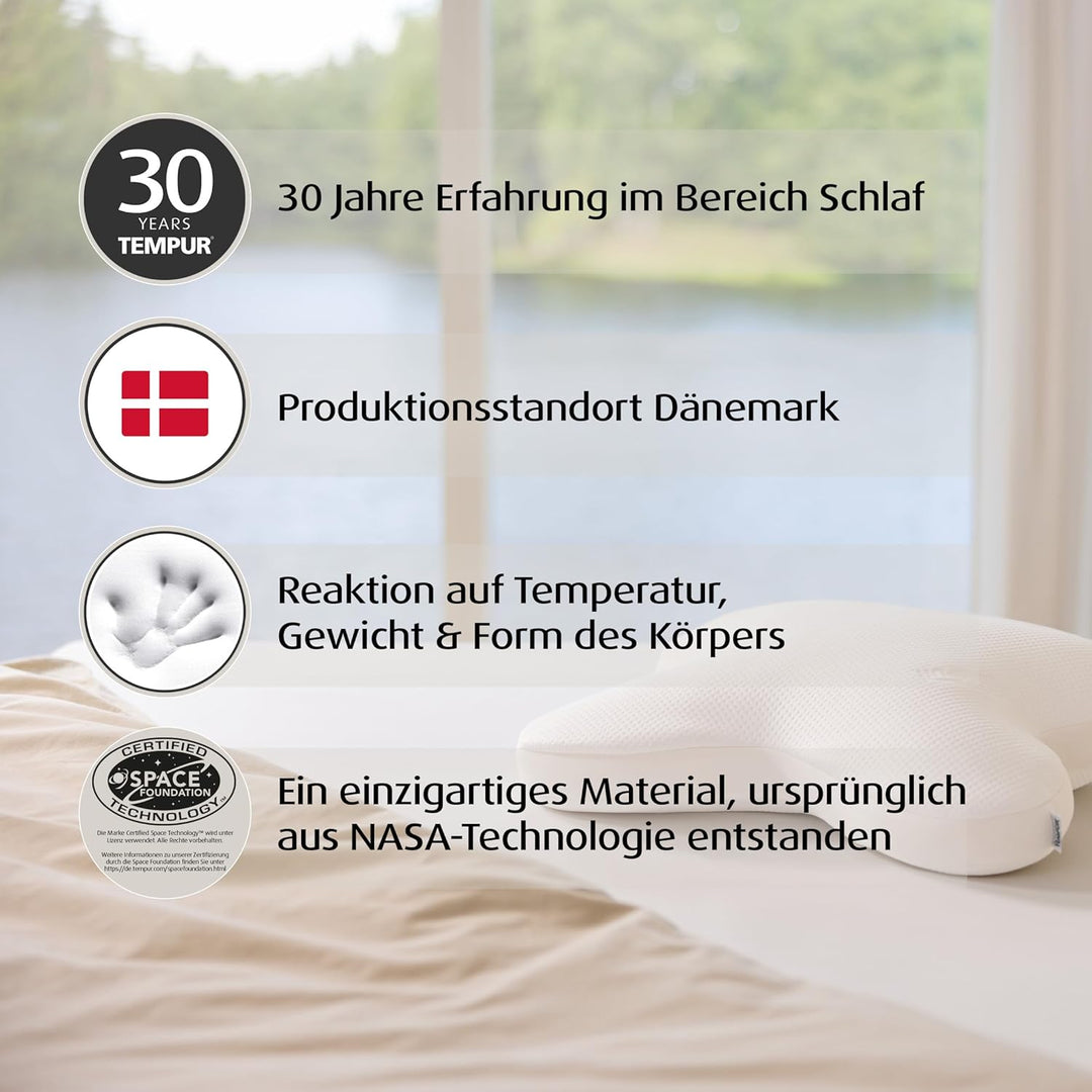 TEMPUR Ombracio Schlafkissen, ergonomisches Bauchschläferkissen in Schmetterlingsform, Liegefühl mit