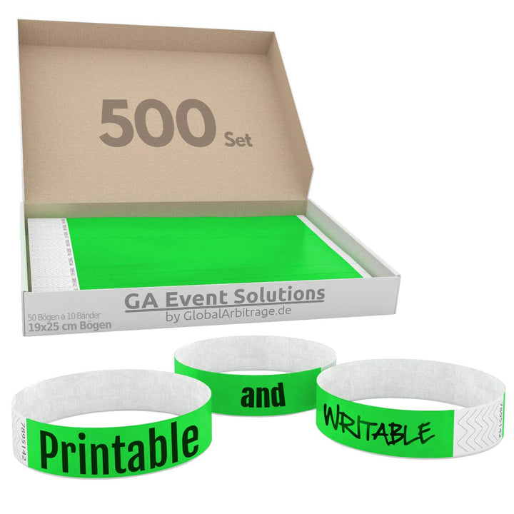 Global Arbitrage Event Solutions GA Event Solutions Einstiegsband von Tyvek, grün 500 Stück grün