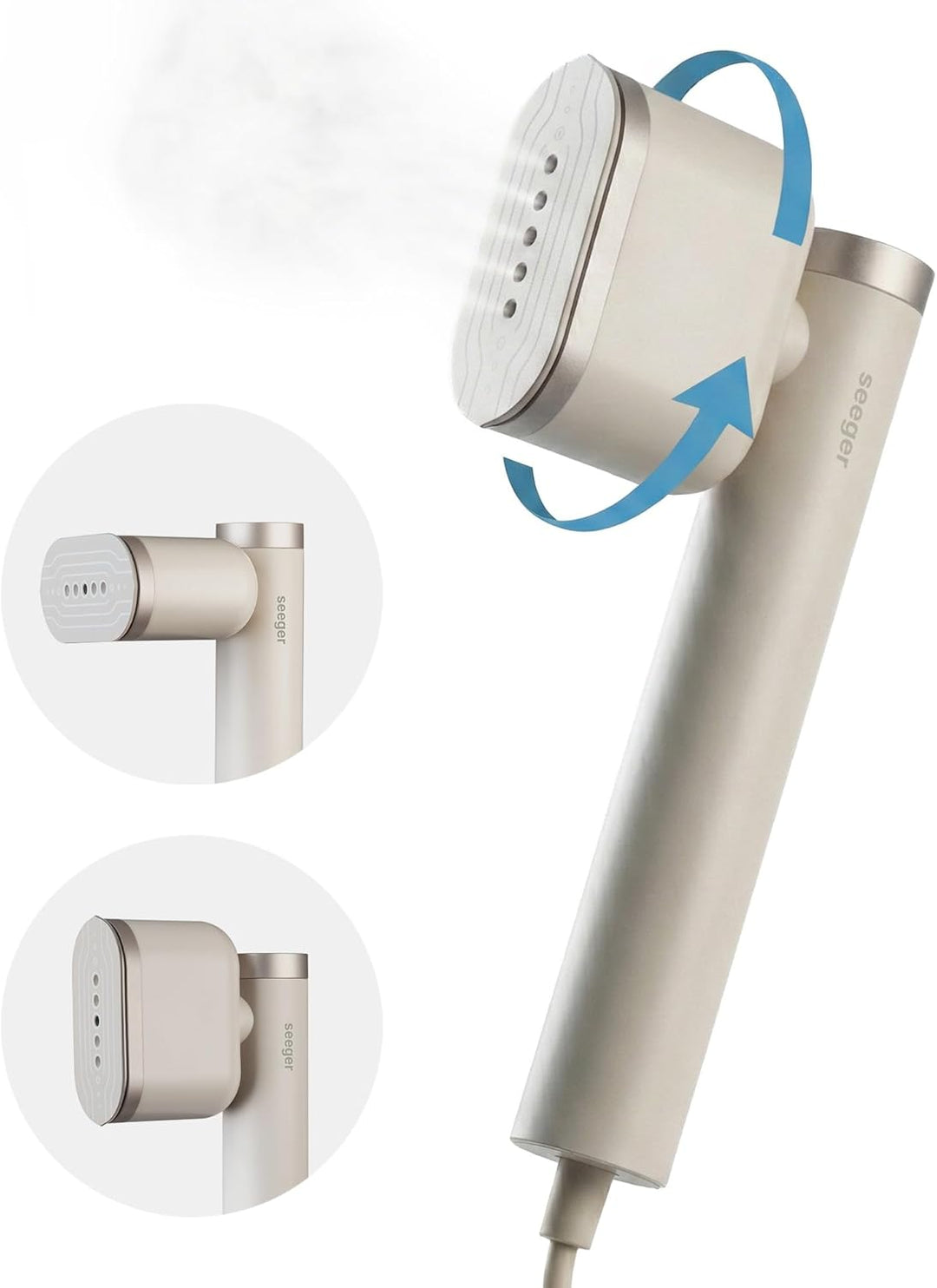Seeger Dampfglätter - Tragbarer & Handlicher Reisedampfglätter - 2-in-1 Steamer - 120ml Wassertank -