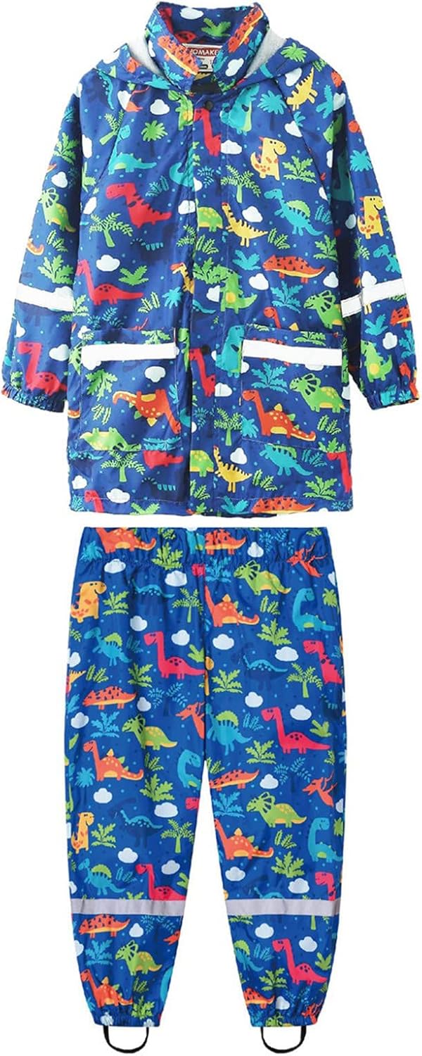 Regen Kinderkleidung Kinder Dinosaurier Regenbogen Bedruckte Regenjacke mit Kapuze Winddichter Regen