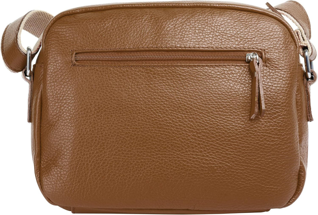Samantha Look Umhängetasche echt Leder Damen | Made in Italy, Crossbody Bag mit Aussentaschen, Schul
