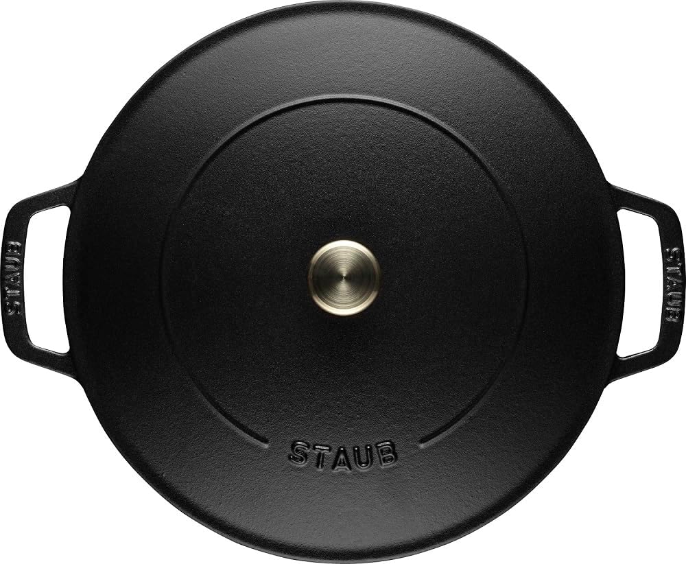 STAUB Gusseisen Bräter, Chistera Tropfenstruktur im Deckel, Rund 24 cm, 2,5 L, Schwarz Schwarz 24 cm