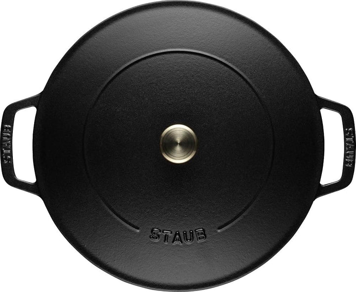 STAUB Gusseisen Bräter, Chistera Tropfenstruktur im Deckel, Rund 24 cm, 2,5 L, Schwarz Schwarz 24 cm