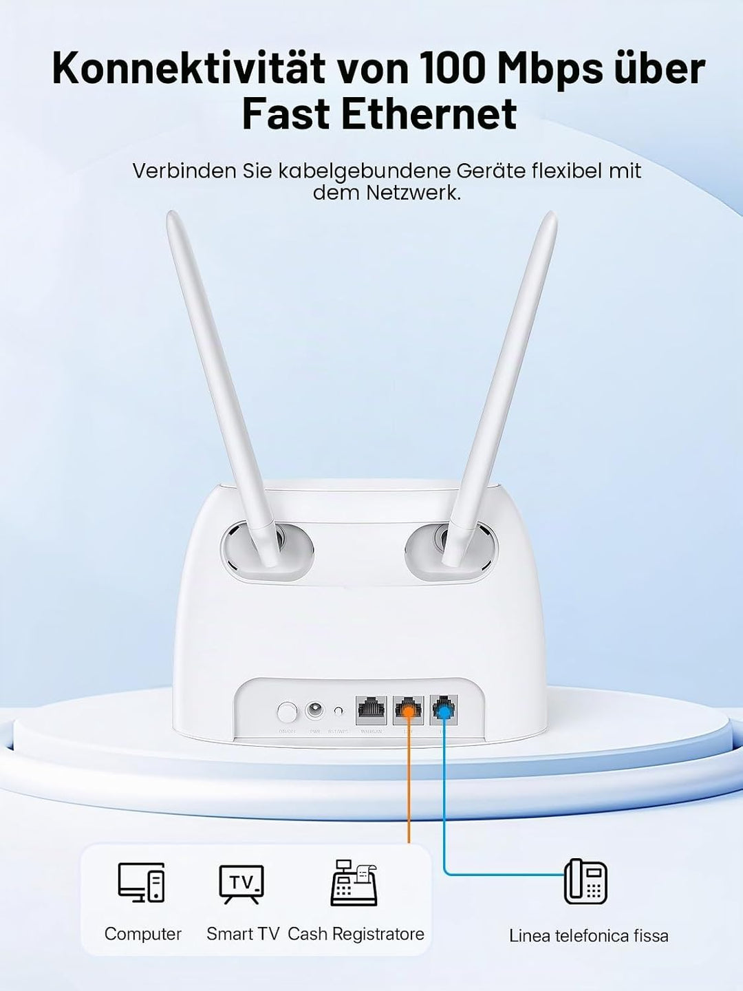 Tenda 4G06 4G VoLTE WLAN Router für SIM Karten (150 Mbit/s im Download, 50 Mbit/s im Upload, 300 Mbi