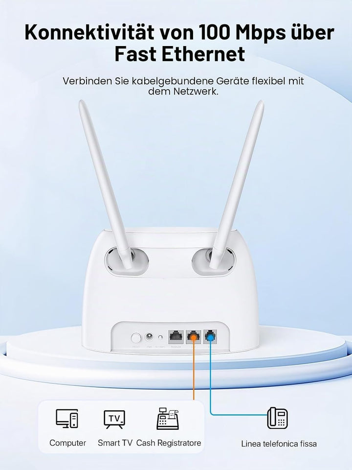 Tenda 4G06 4G VoLTE WLAN Router für SIM Karten (150 Mbit/s im Download, 50 Mbit/s im Upload, 300 Mbi
