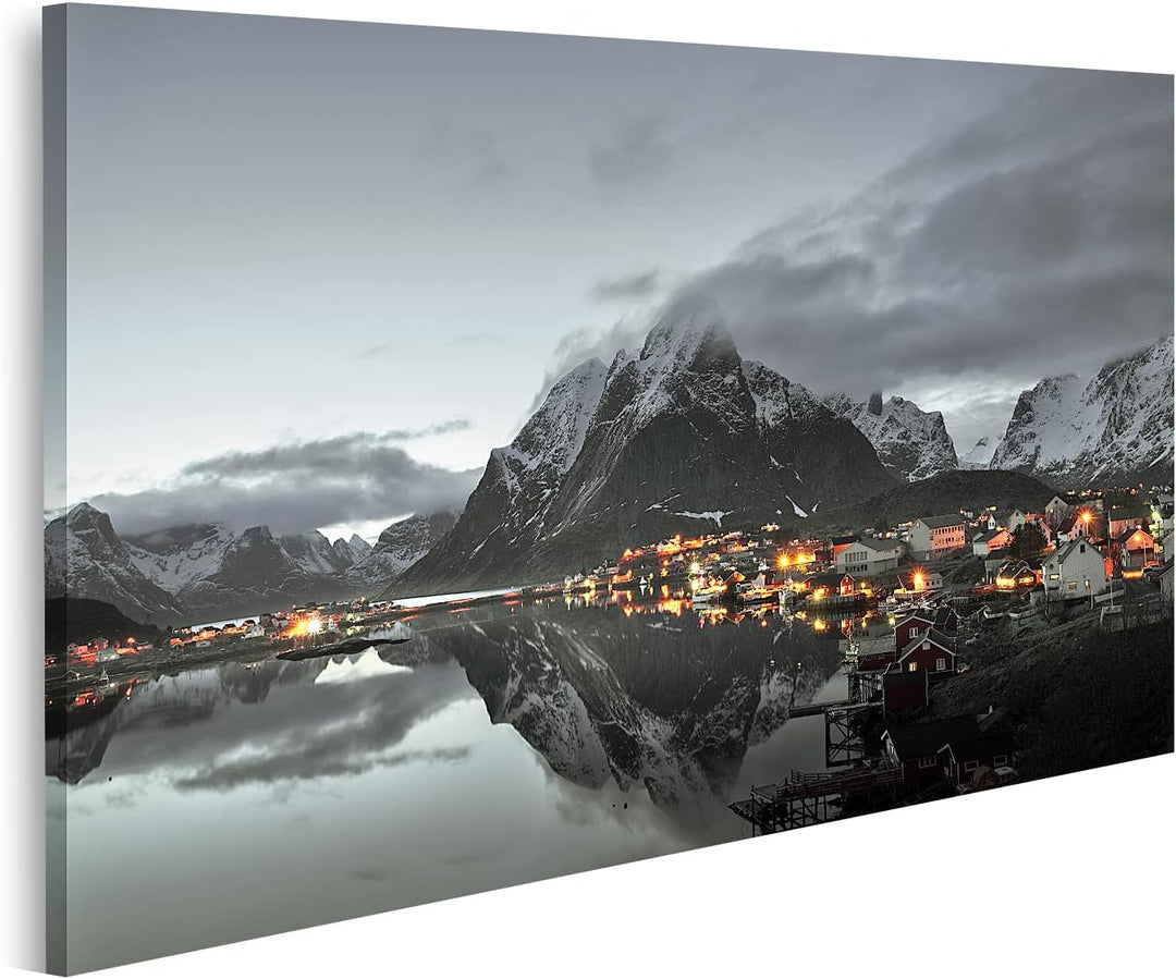 islandburner Bild auf Leinwand Sonnenuntergang In Reine Village Lofoten Norwegen Bilder Wandbilder P
